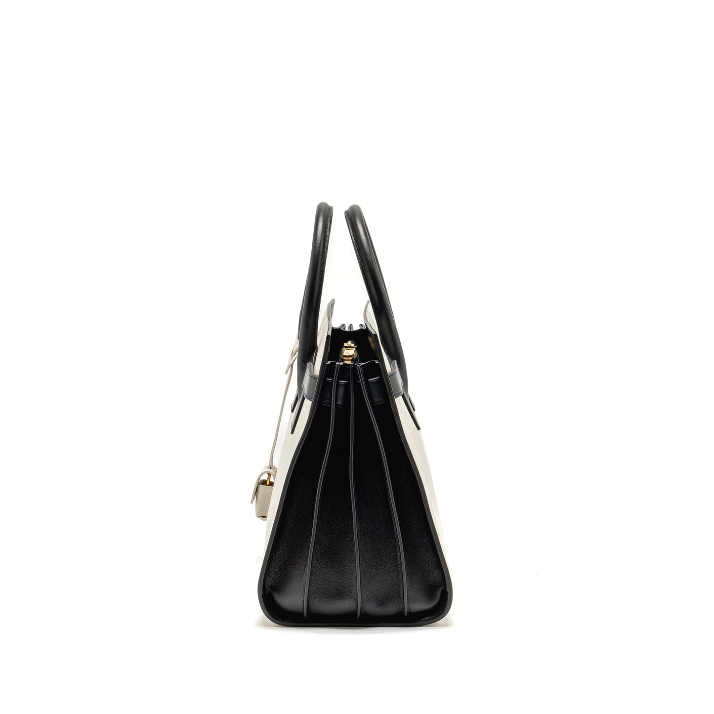 Saint Laurent /YSL Small Sac de Jour Tote Bag Calfskin White / Black GHW