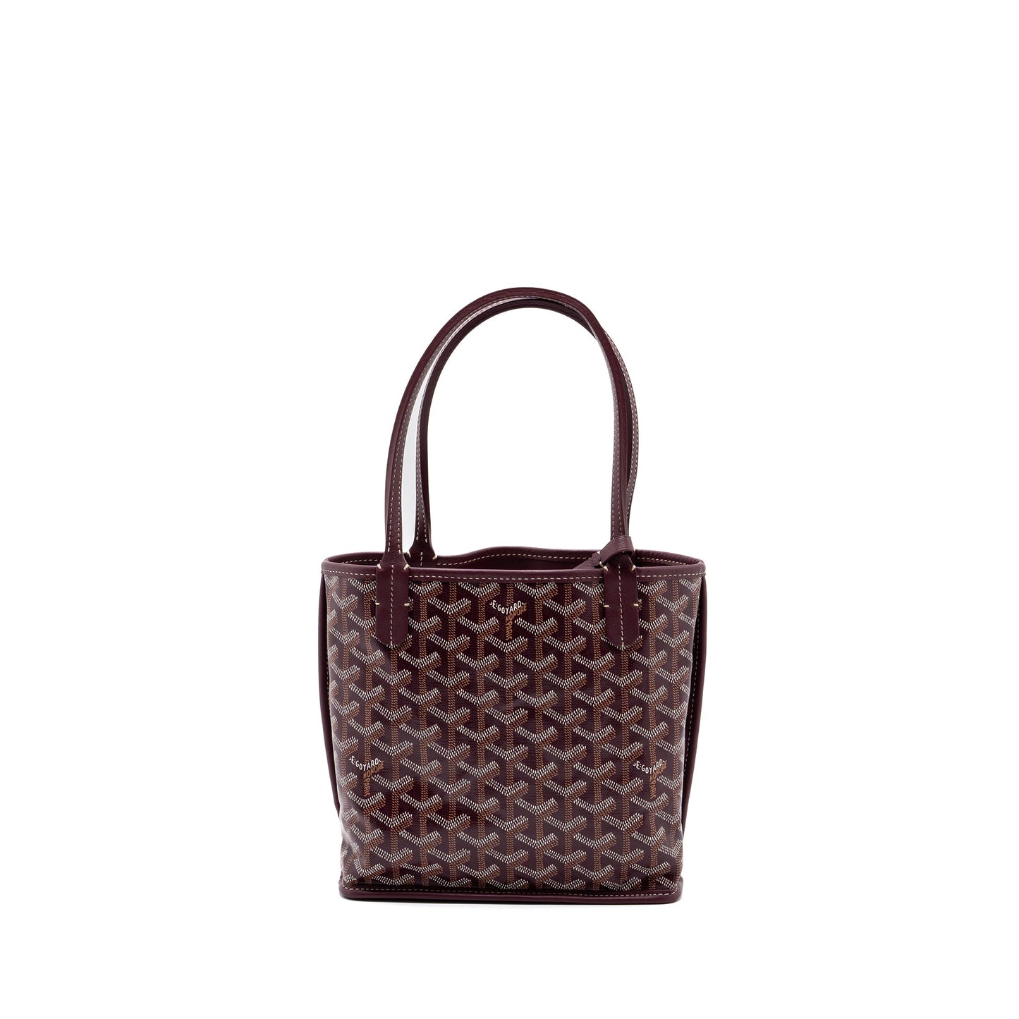 Goyard Anjou Mini tote Canvas/Calfskin Burgundy SHW