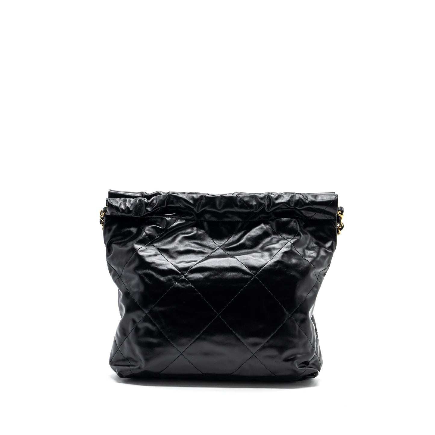 Chanel Small 22 Bag Gold Letter Shiny  Calfskin Black Brushed GHW (Microchip)