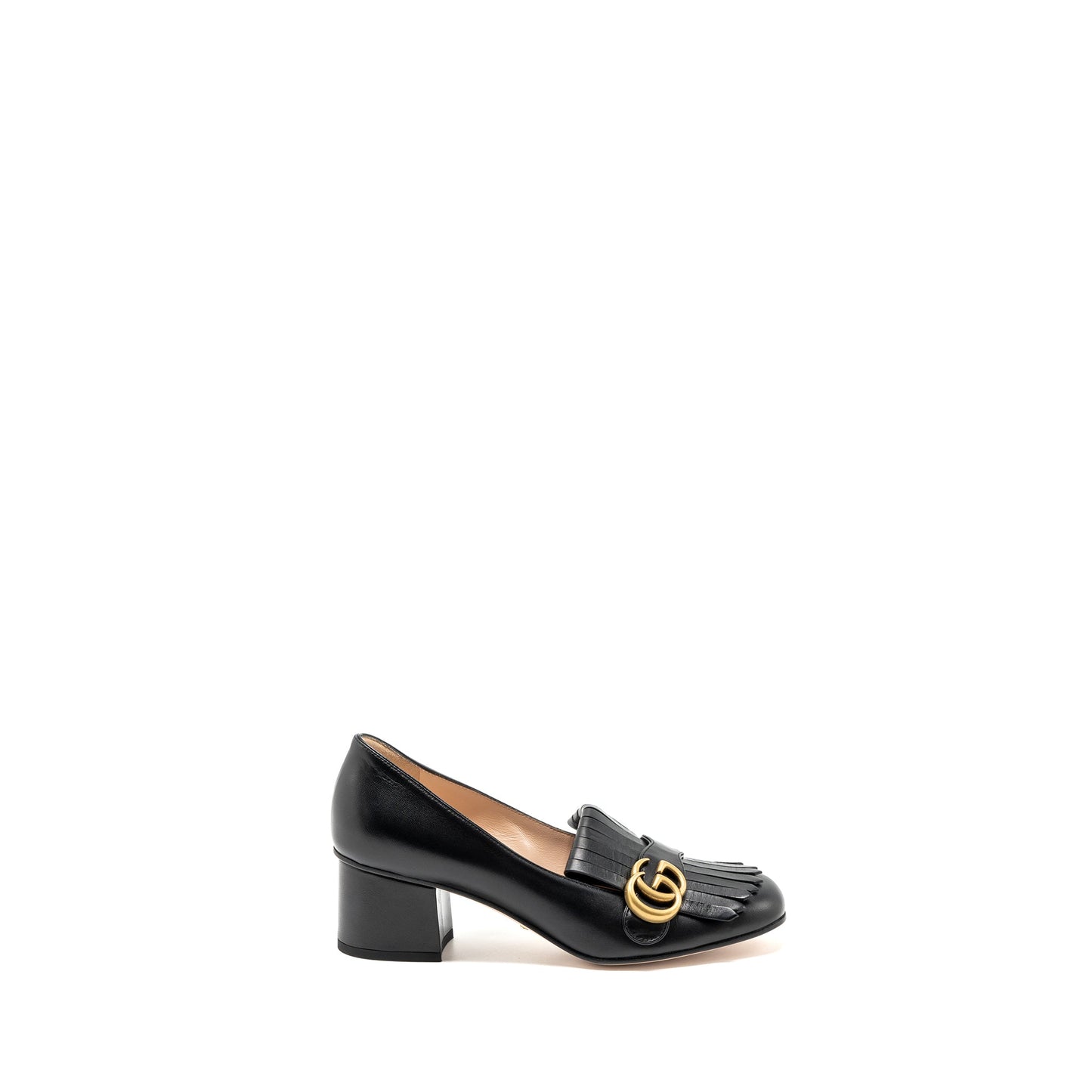 Gucci size 38 marmont loafer pumps calfskin black GHW