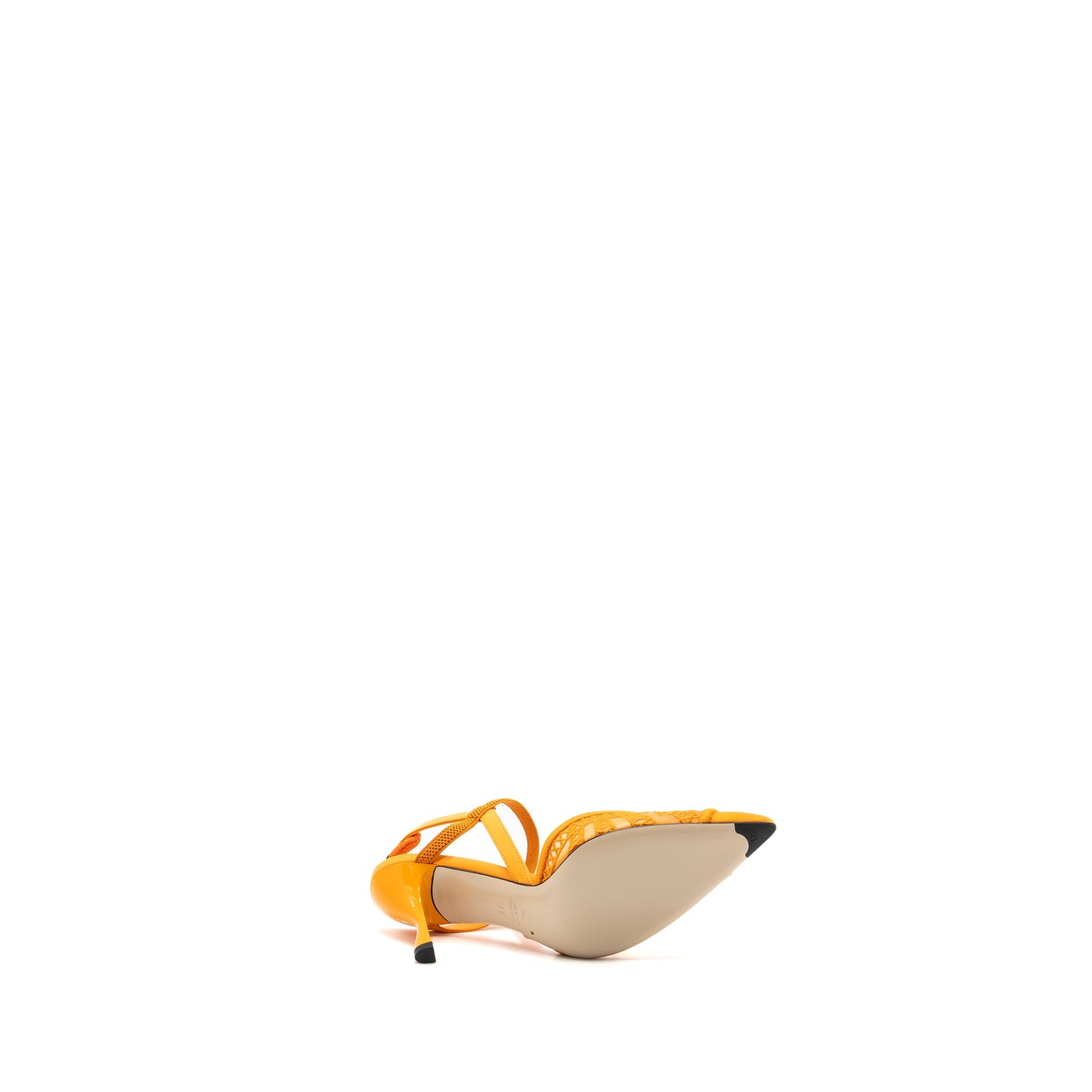 Fendi Size 37.5 Slingback with heel embroidery/leather Orange