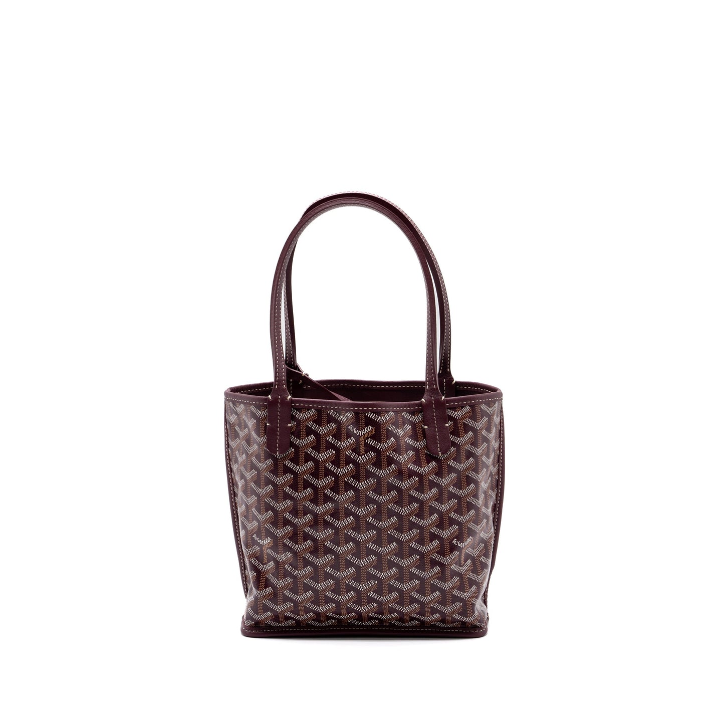 Goyard Anjou Mini tote Canvas/Calfskin Burgundy SHW