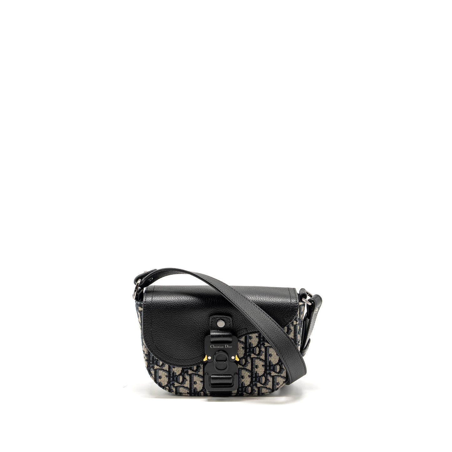 Luxury Dior Homme Mini Saddle Messenger Bag with Flap Oblique Jacquard/Grained Calfskin Multicolour Hardware