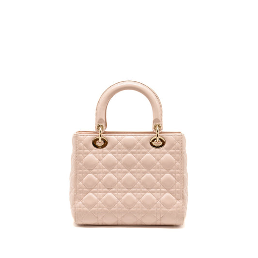 Luxury Dior Medium Lady Luxury Dior Lambskin Light Pink LGHW