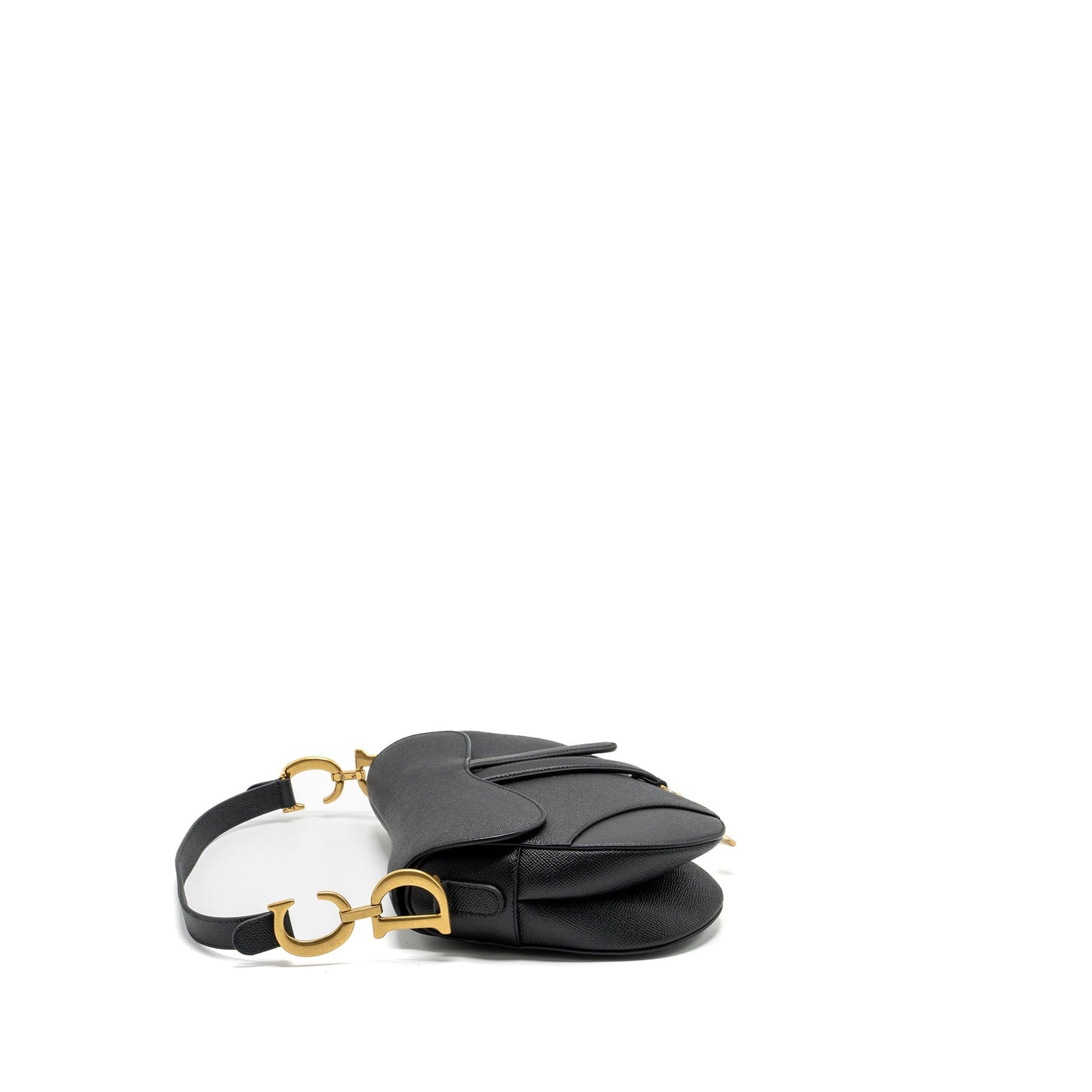 Luxury Dior Medium Saddle Bag with Strap Calfskin Black GHW