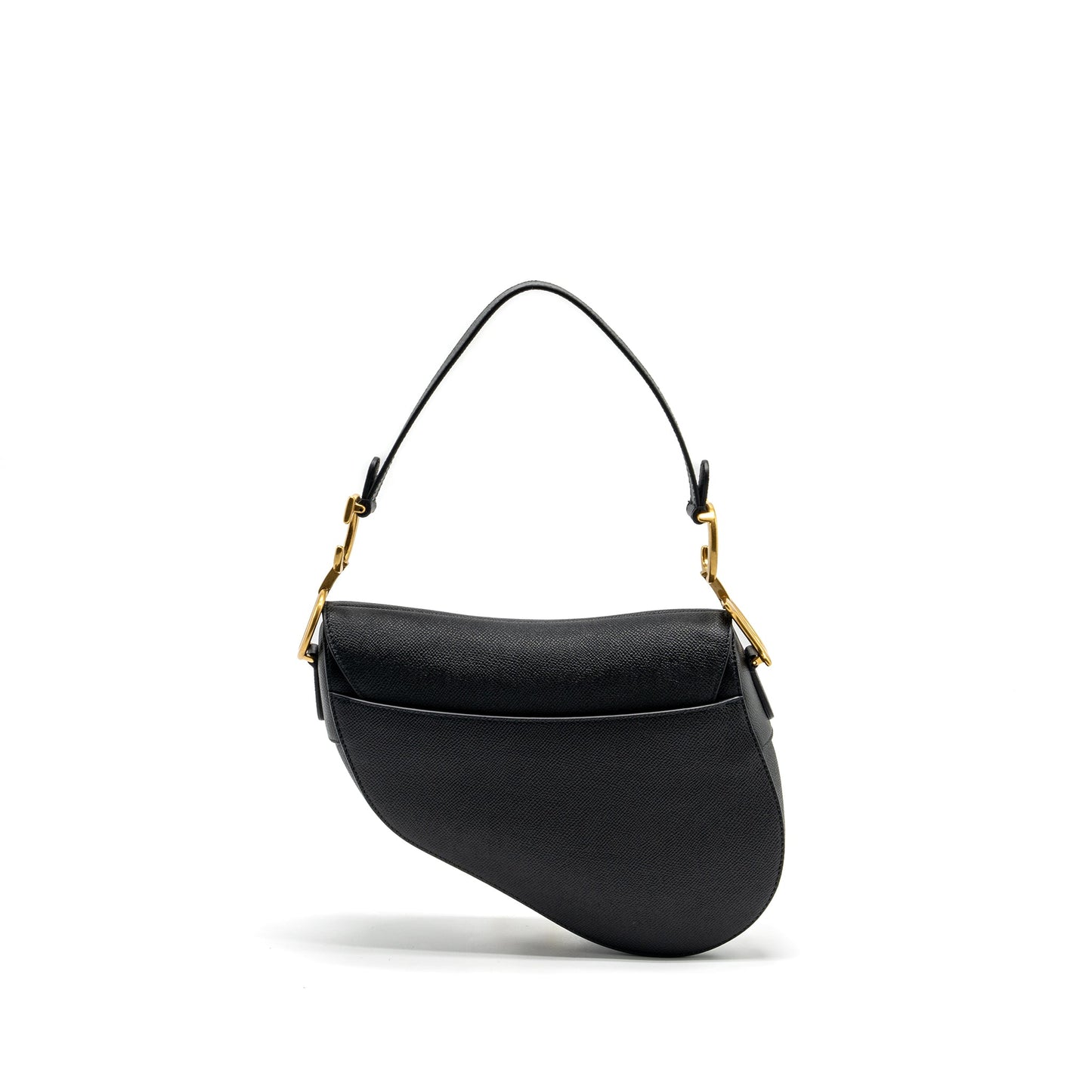Luxury Dior Medium Saddle Bag with Strap Calfskin Black GHW