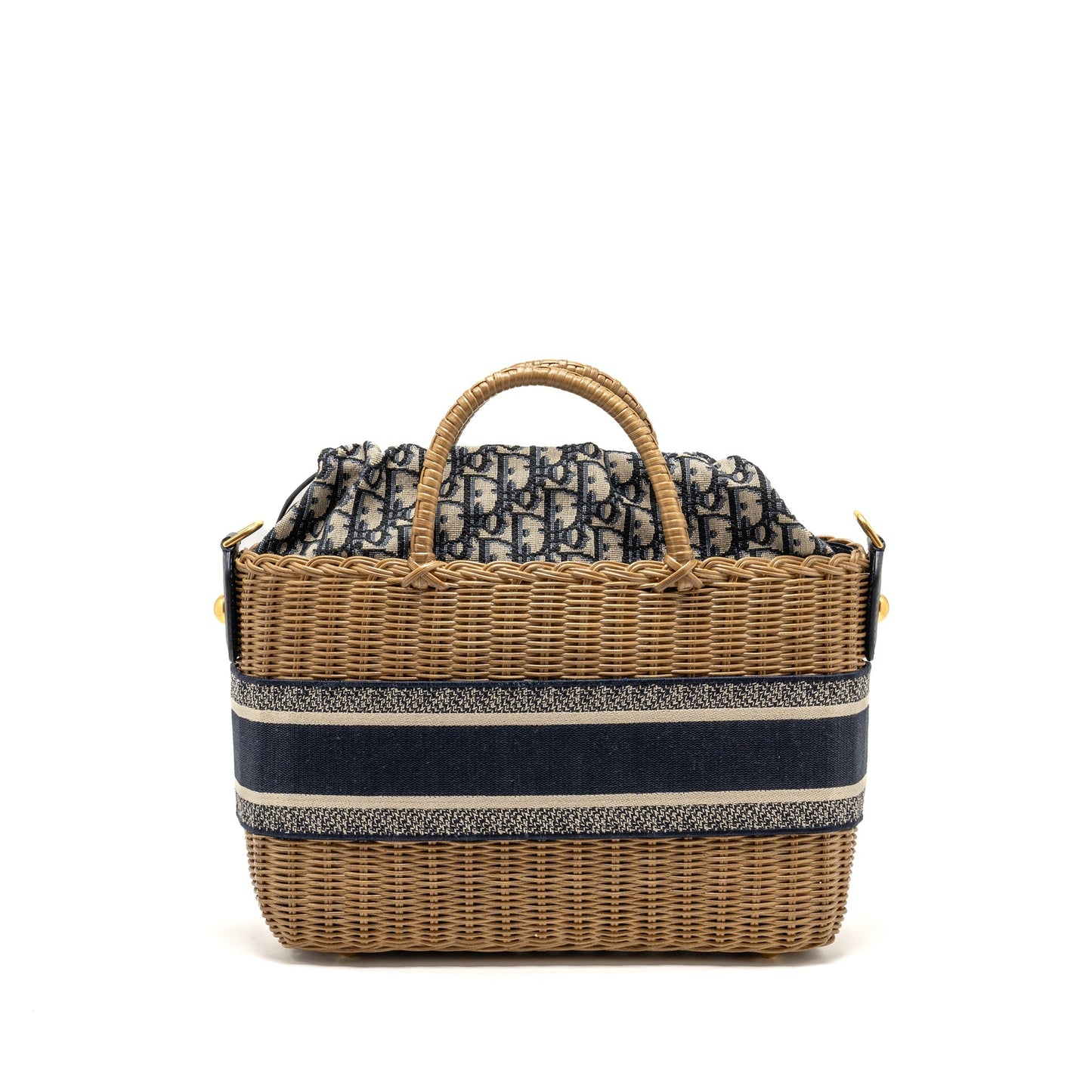 Luxury Dior Wicker Basket Shoulder Bag Blue Luxury Dior Oblique Jacquard GHW