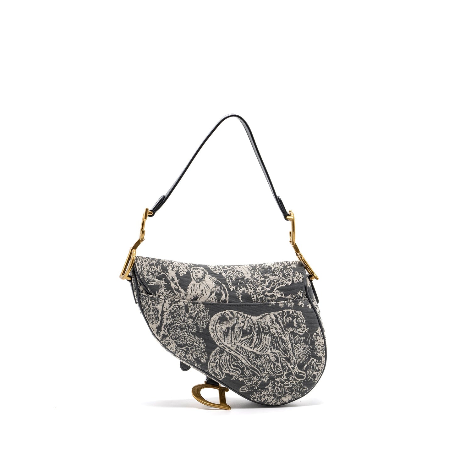 Luxury Dior saddle bag toile de jouy canvas / leather grey GHW