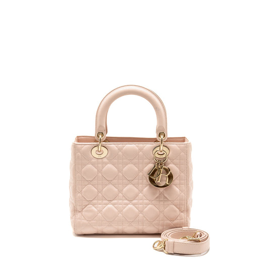Luxury Dior Medium Lady Luxury Dior Lambskin Light Pink LGHW