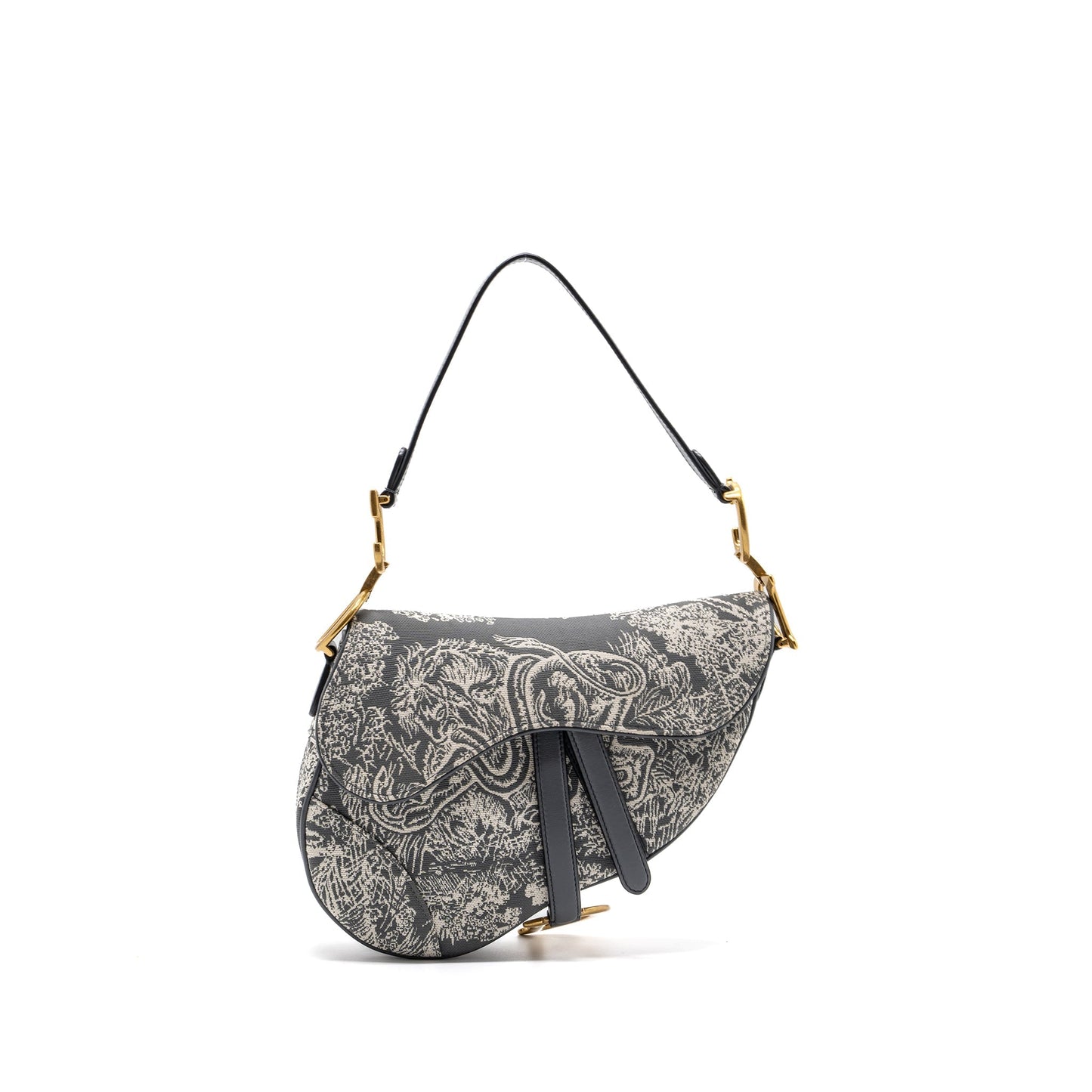 Luxury Dior saddle bag toile de jouy canvas / leather grey GHW
