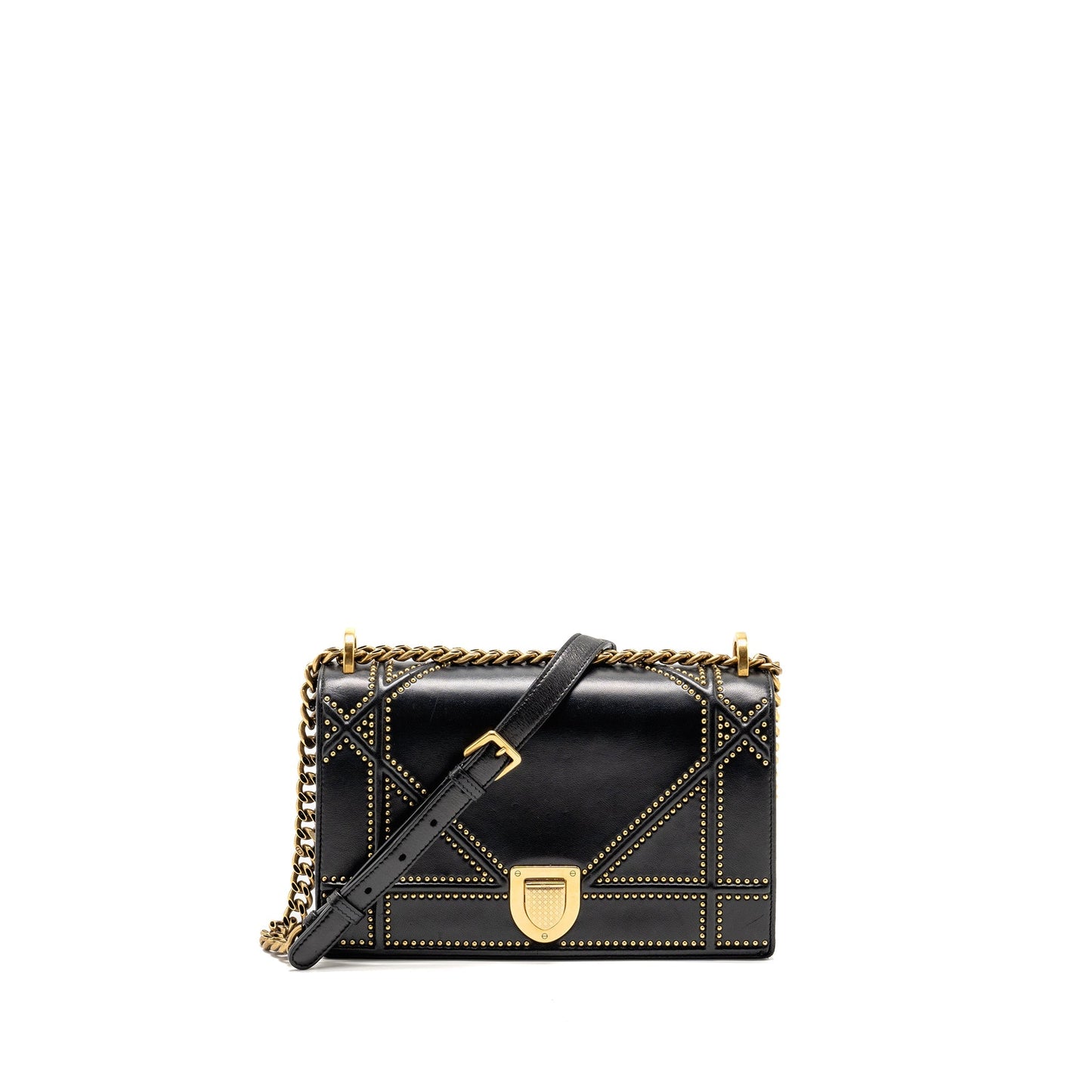 Luxury Dior Medium Studded Luxury Diorama Lambskin Black GHW