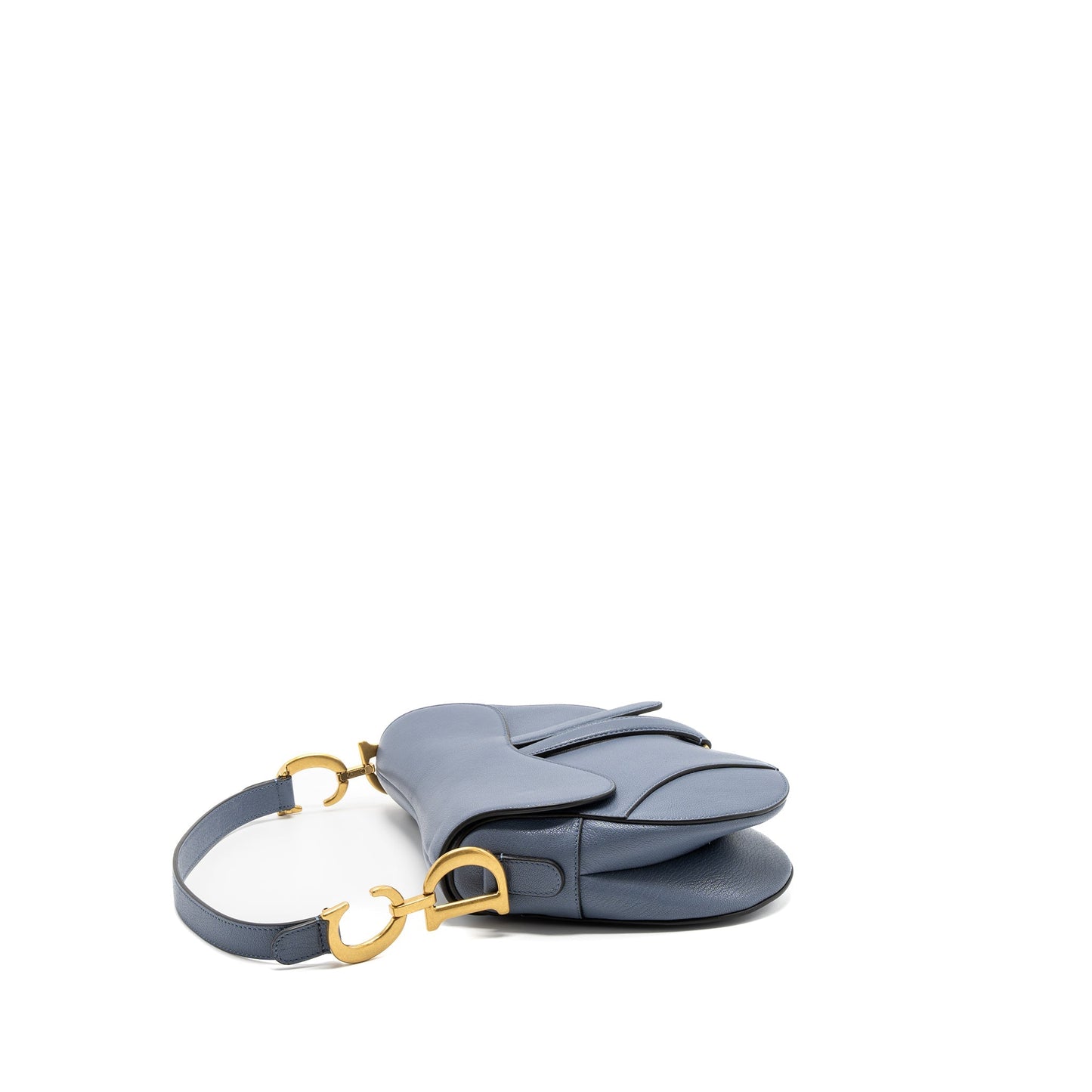 Luxury Dior medium saddle bag goat skin light blue GHW