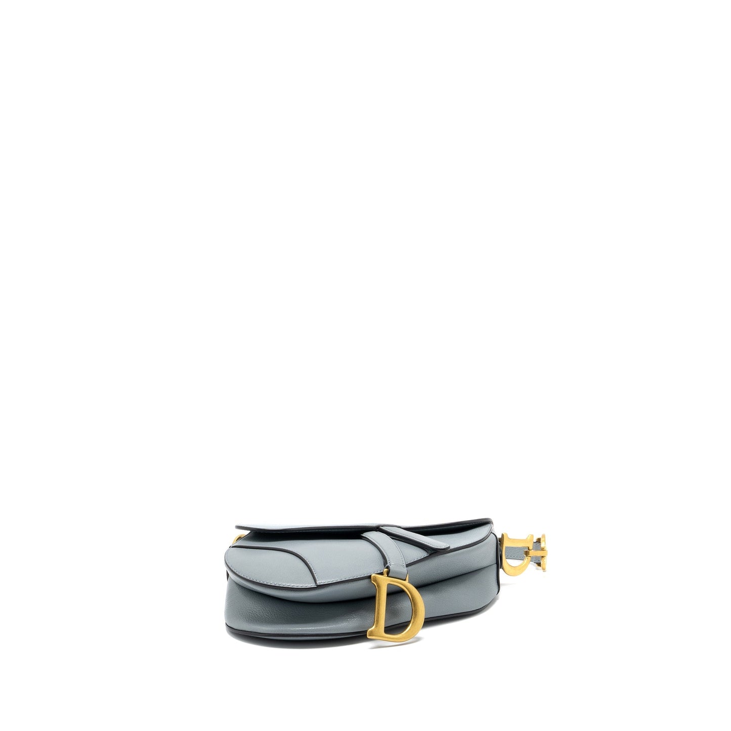 Luxury Dior Medium Saddle Bag Goatskin Light Blue GHW