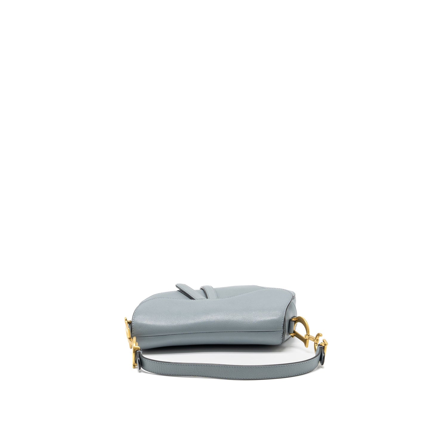 Luxury Dior Medium Saddle Bag Goatskin Light Blue GHW