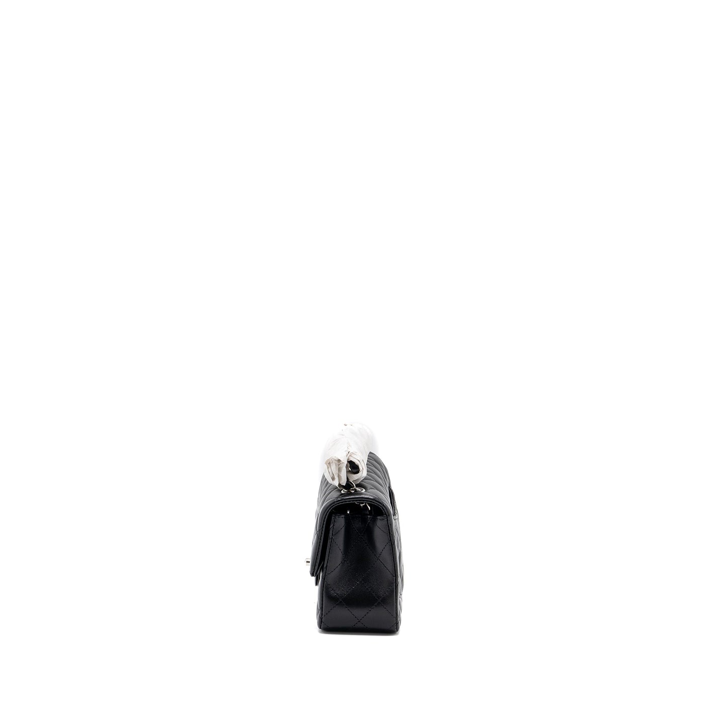 Chanel mini rectangular flap bag lambskin black with SHW (microchip)