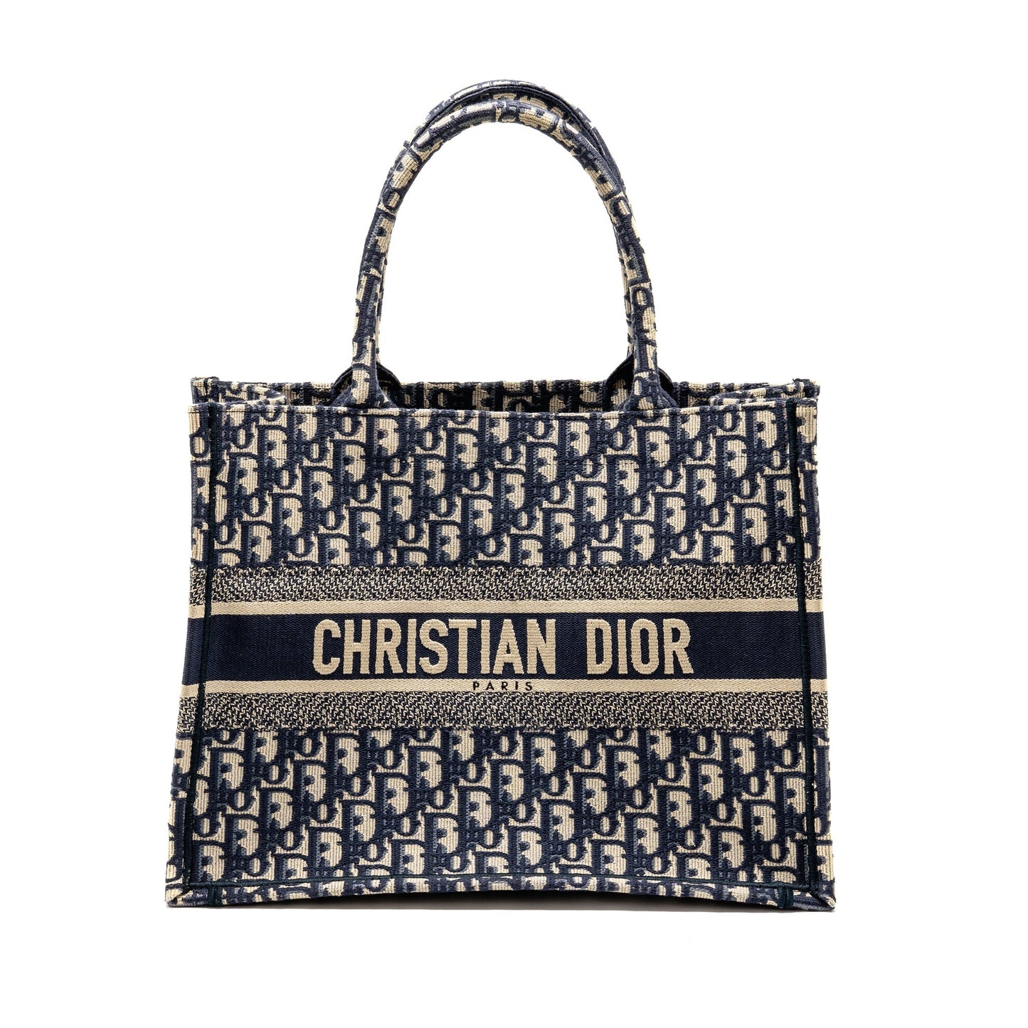 Luxury Dior Medium Luxury Dior Book Tote Luxury Dior Oblique Embroidery Ecru/Blue