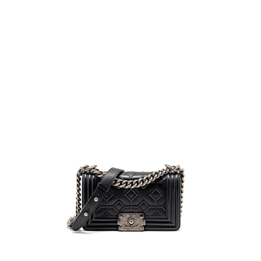 Chanel Small Boy Bag Arabesque Calfskin Black Ruthenium SHW