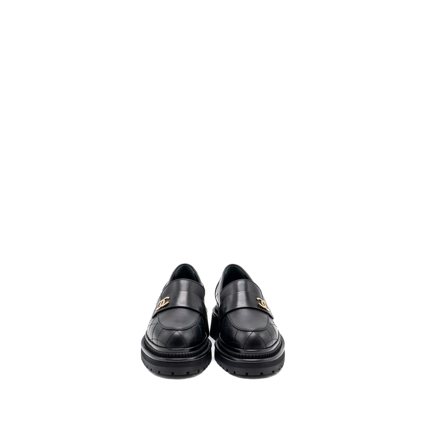Chanel size 36.5 CC logo loafer black GHW