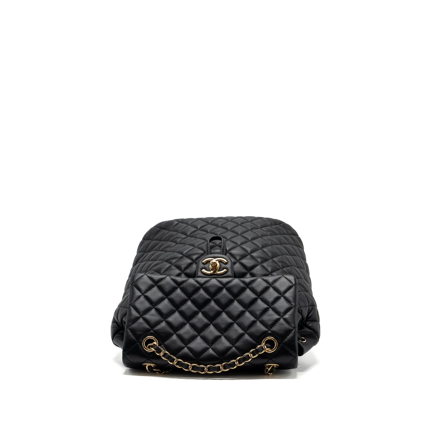 Chanel quilted flap backpack lambskin black GHW