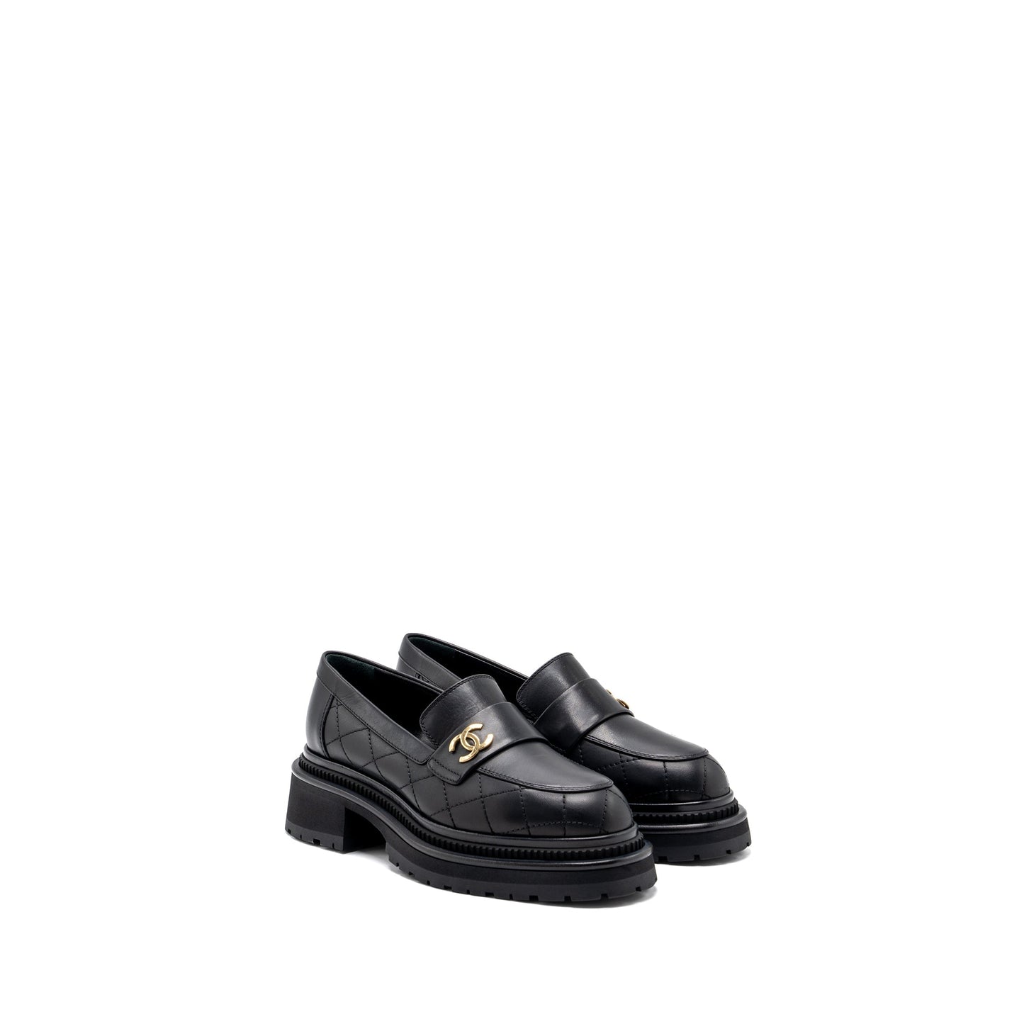 Chanel size 36.5 CC logo loafer black GHW