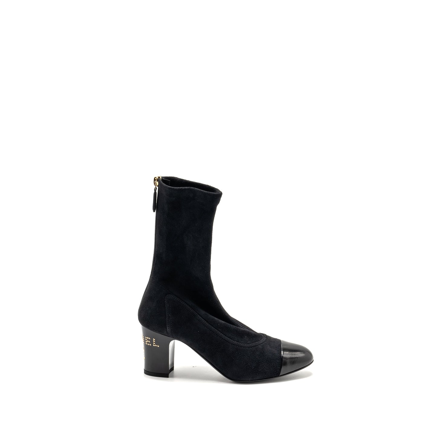 Chanel Size 38 Coco Short Boots Suede/Calfskin Black GHW