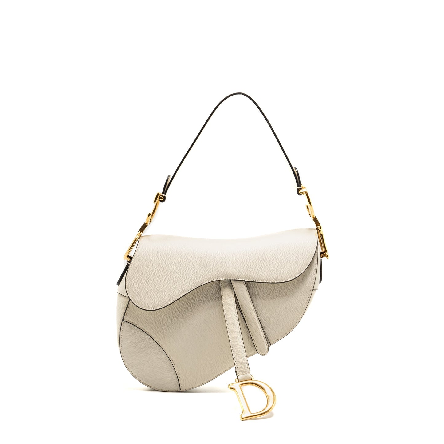 Luxury Dior Medium Saddle Bag Calfskin White GHW