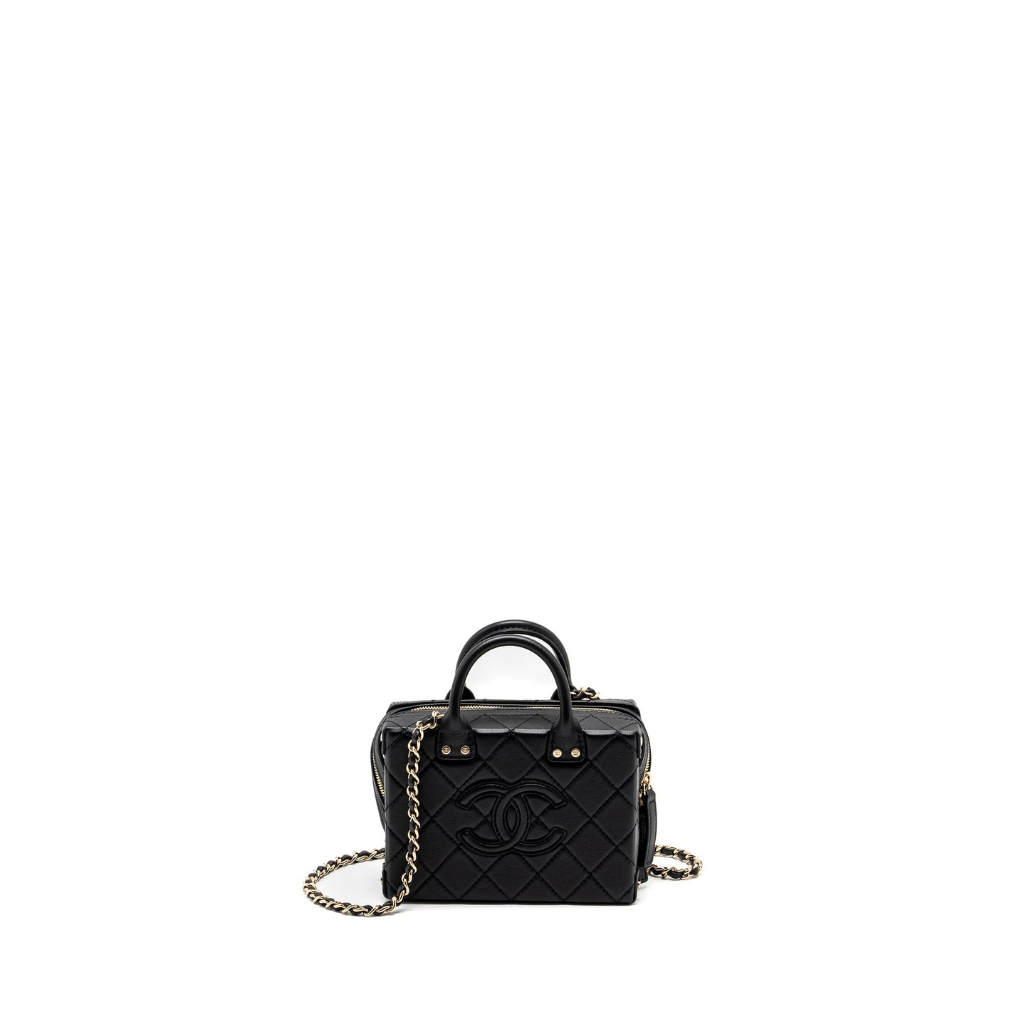 Chanel 22B Small Vanity Case Calfskin Black GHW (Microchip)