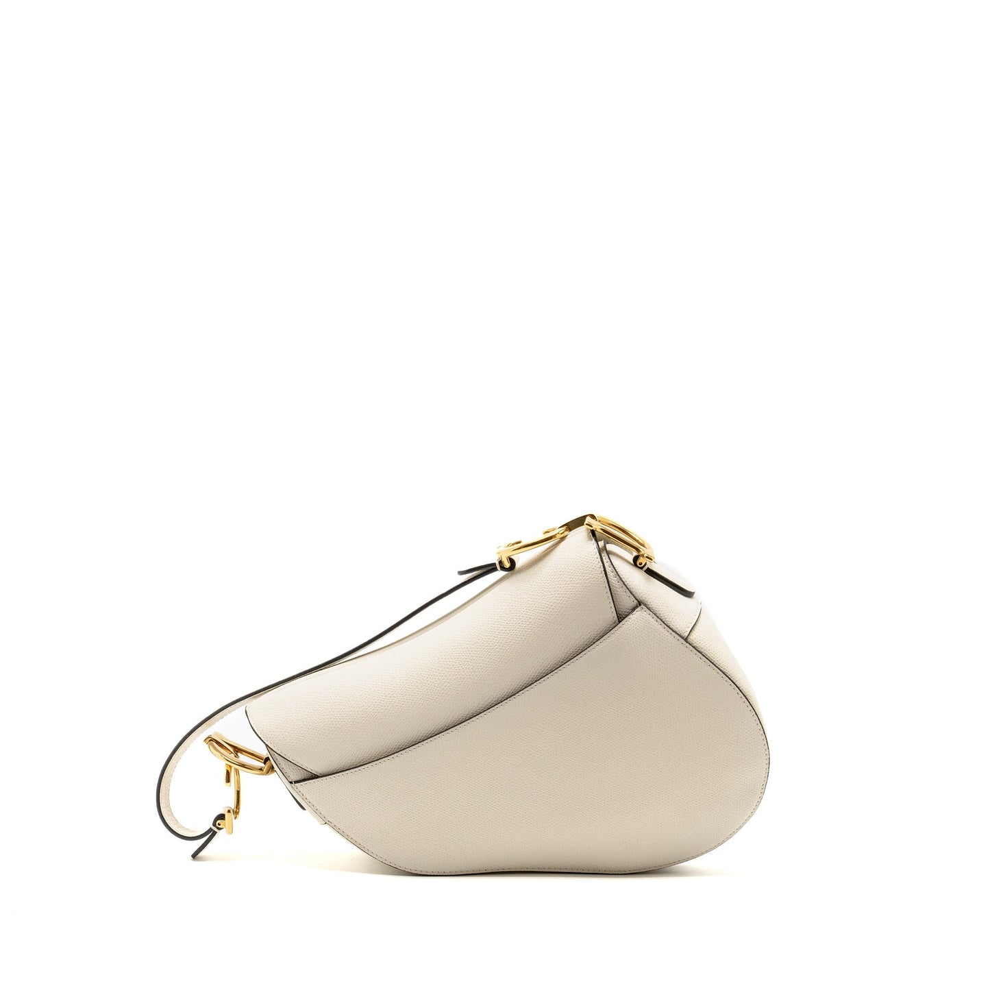 Luxury Dior Medium Saddle Bag Calfskin White GHW