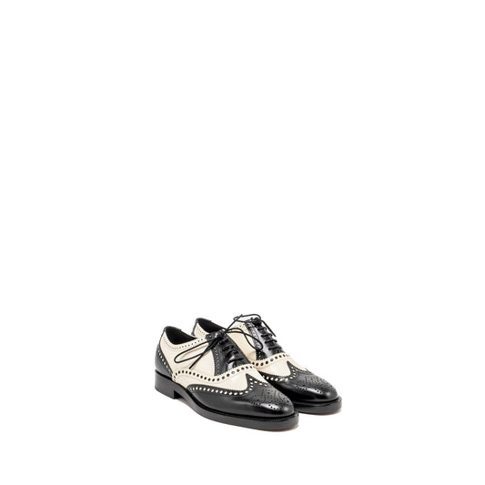 Luxury Dior Size 37 Oxfords Derby Shoe Black/ White