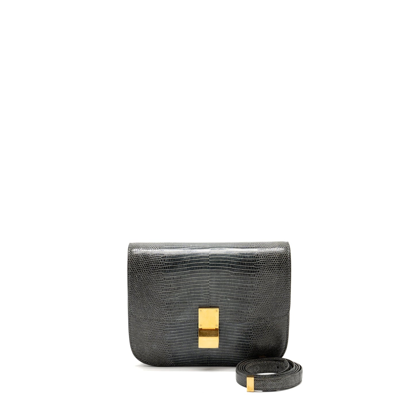 Celine Medium Box Bag Lizard Grey GHW