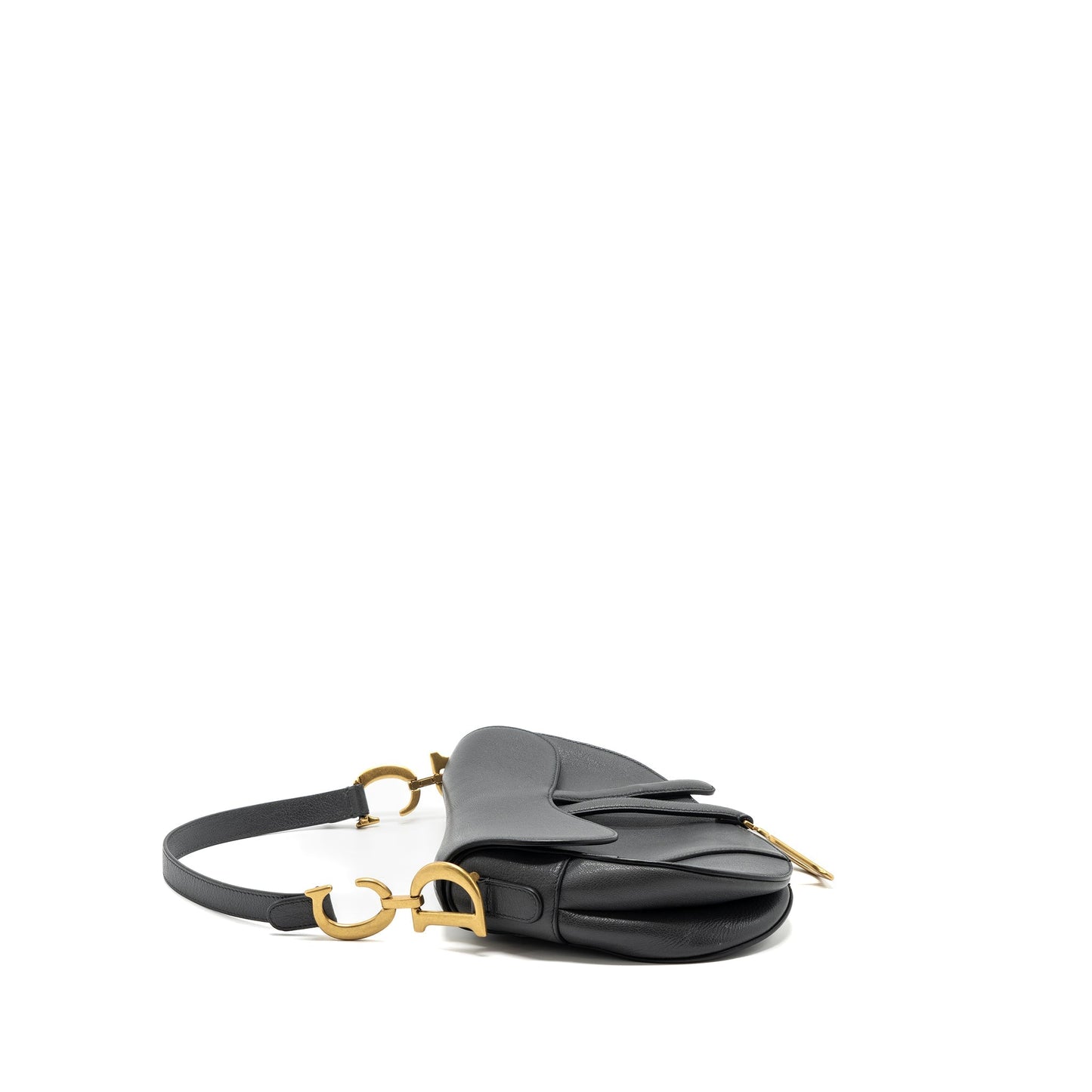 Luxury Dior Medium Saddle Bag GoatSkin Dark Grey GHW