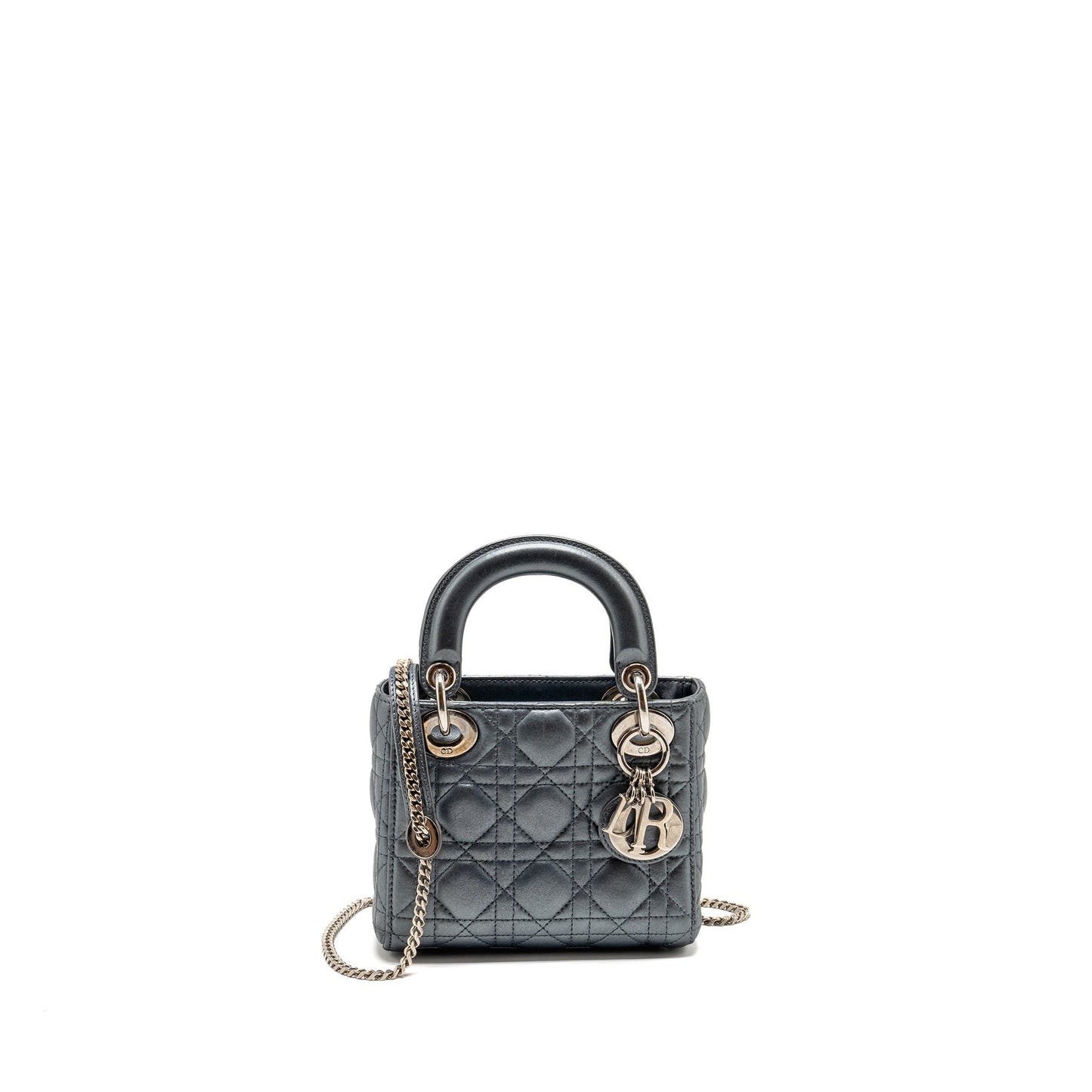 Luxury Dior Mini Lady Luxury Dior Lambskin Iridescent Grey SHW