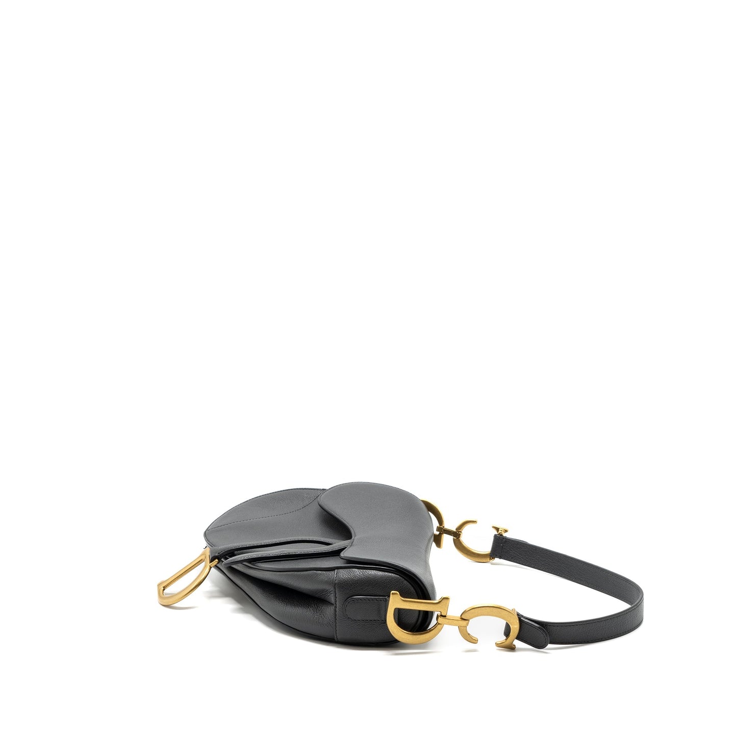 Luxury Dior Medium Saddle Bag GoatSkin Dark Grey GHW