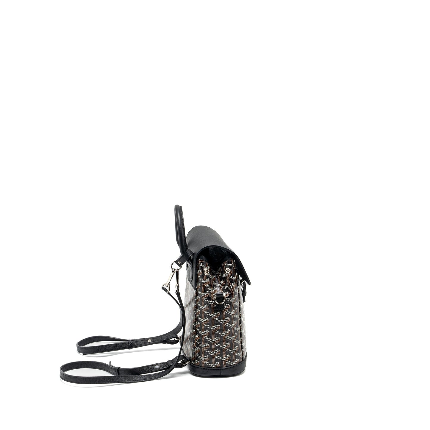 Goyard Mini Alpin Backpack Goyradline Canvas / Leather Black SHW