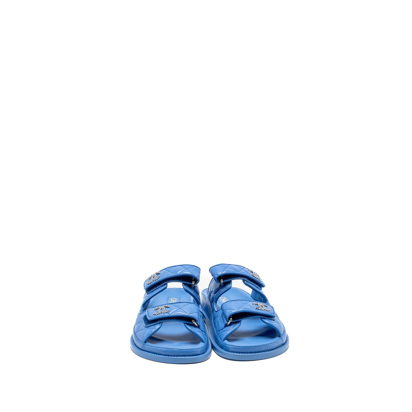 Chanel Size 37.5 24P Mules Lambskin Blue GHW