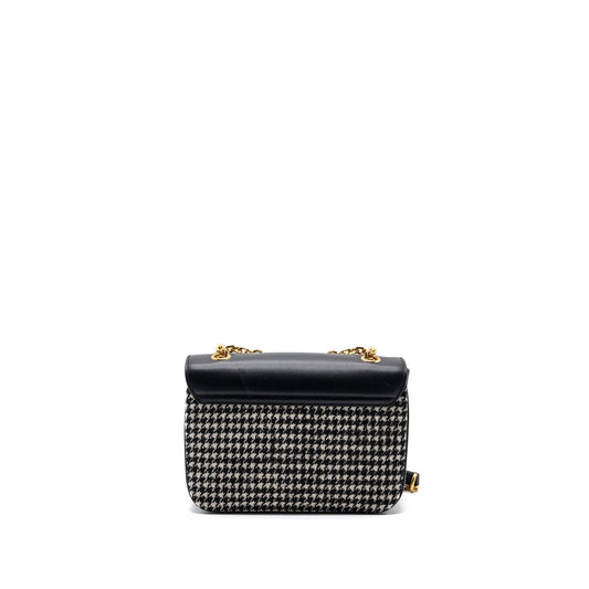 Celine Medium C Bag Tweed/ Leather Black/ White GHW