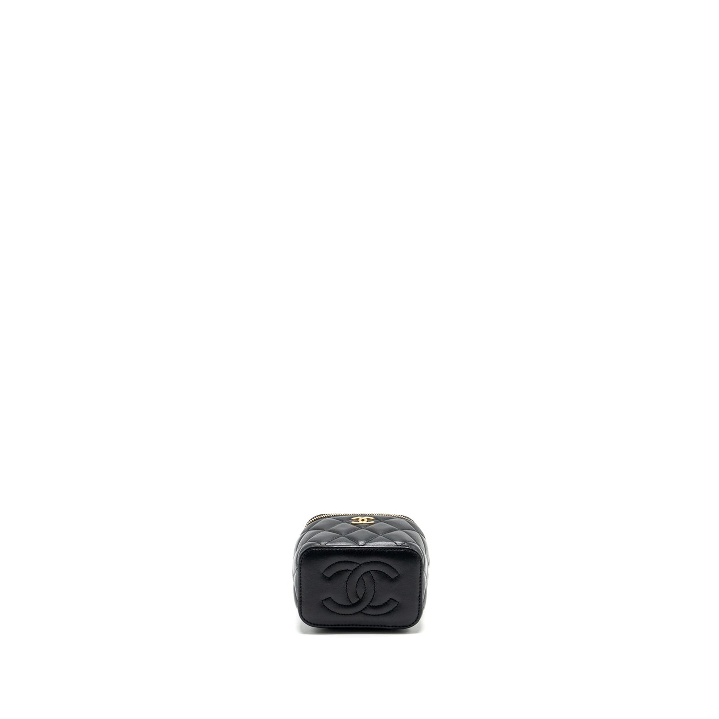 Chanel Top Handle Mini Vanity Case with Chain Lambskin Black GHW (Microchip)