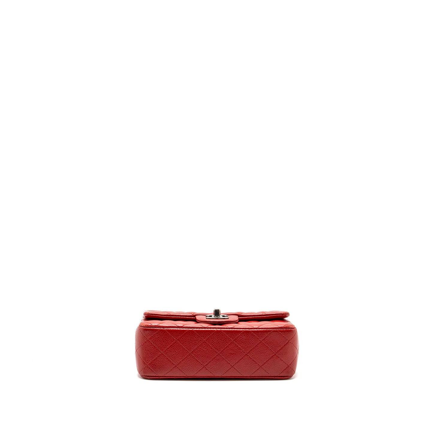 Chanel mini rectangular flap bag caviar red ruthenium hardware