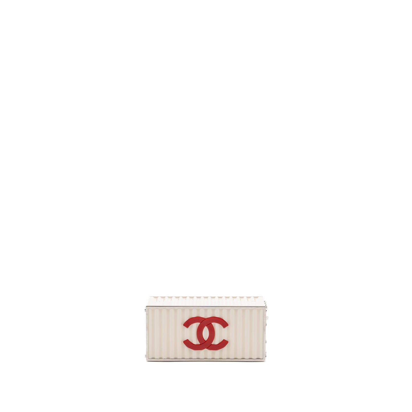 Chanel Paris-Hamburg runway container clutch bag white / black / red SHW