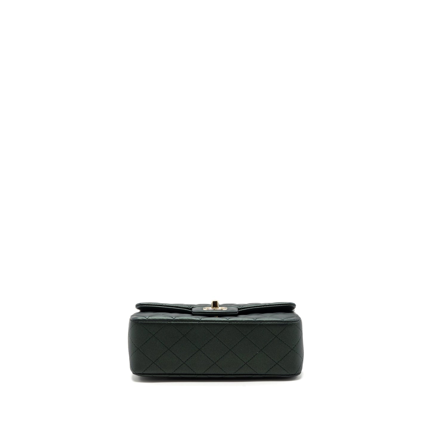 Chanel Top Handle Mini Rectangular Flap Bag Lambskin Dark Green LGHW (microchip)