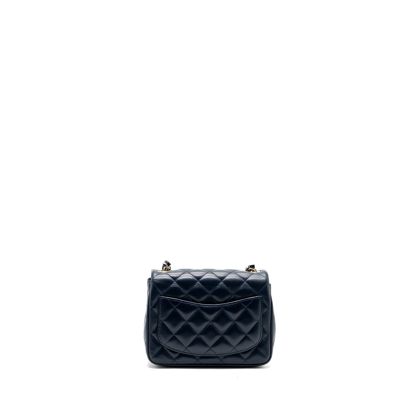 Chanel Classic Mini Square Flap Bag Lambskin Dark Blue LGHW