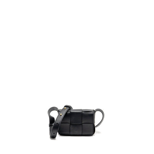 Bottega Veneta Intreccio Cassette Mini Bag Lambskin Black GHW