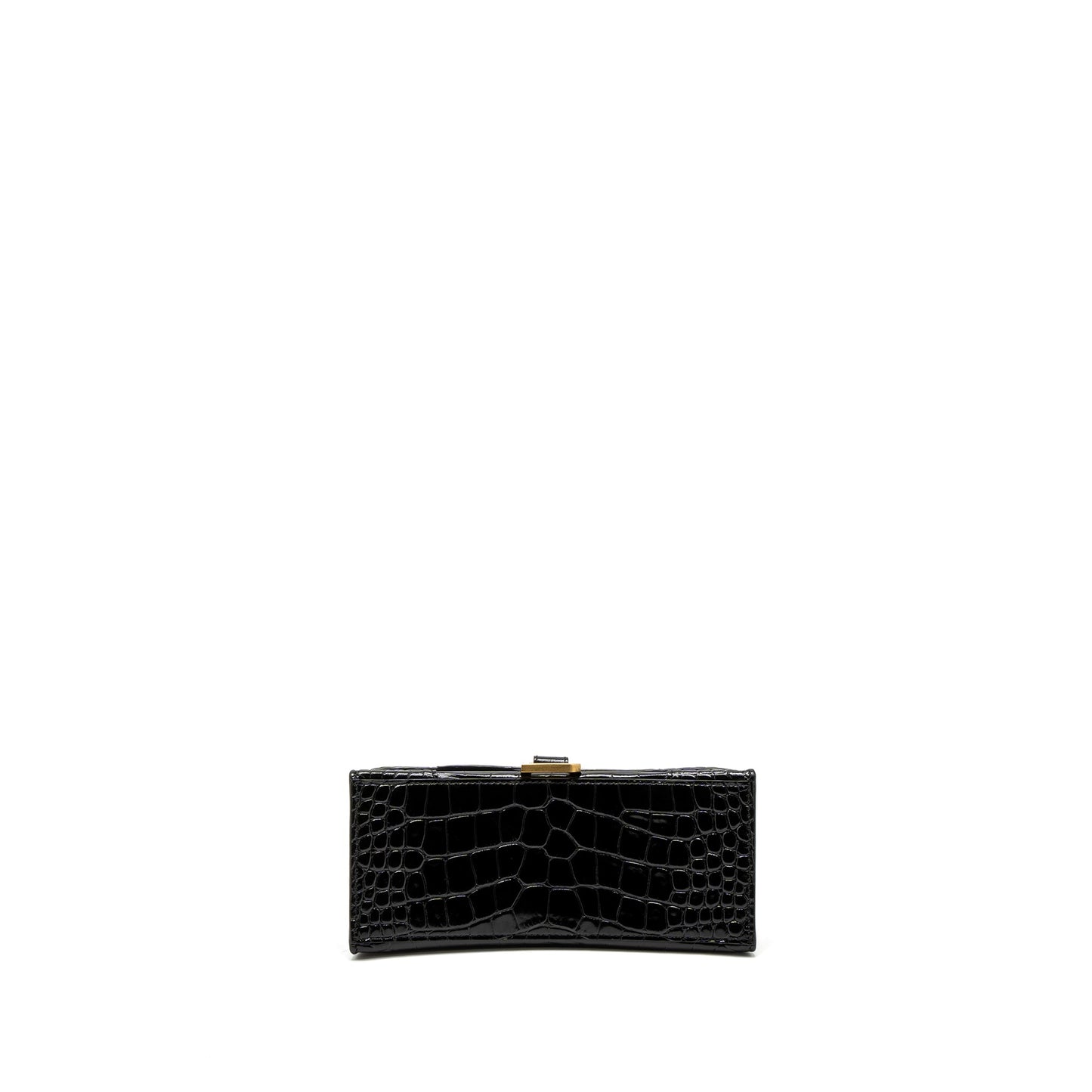 Balenciaga Small Hourglass Bag Croc-Embossed Calfskin Black GHW