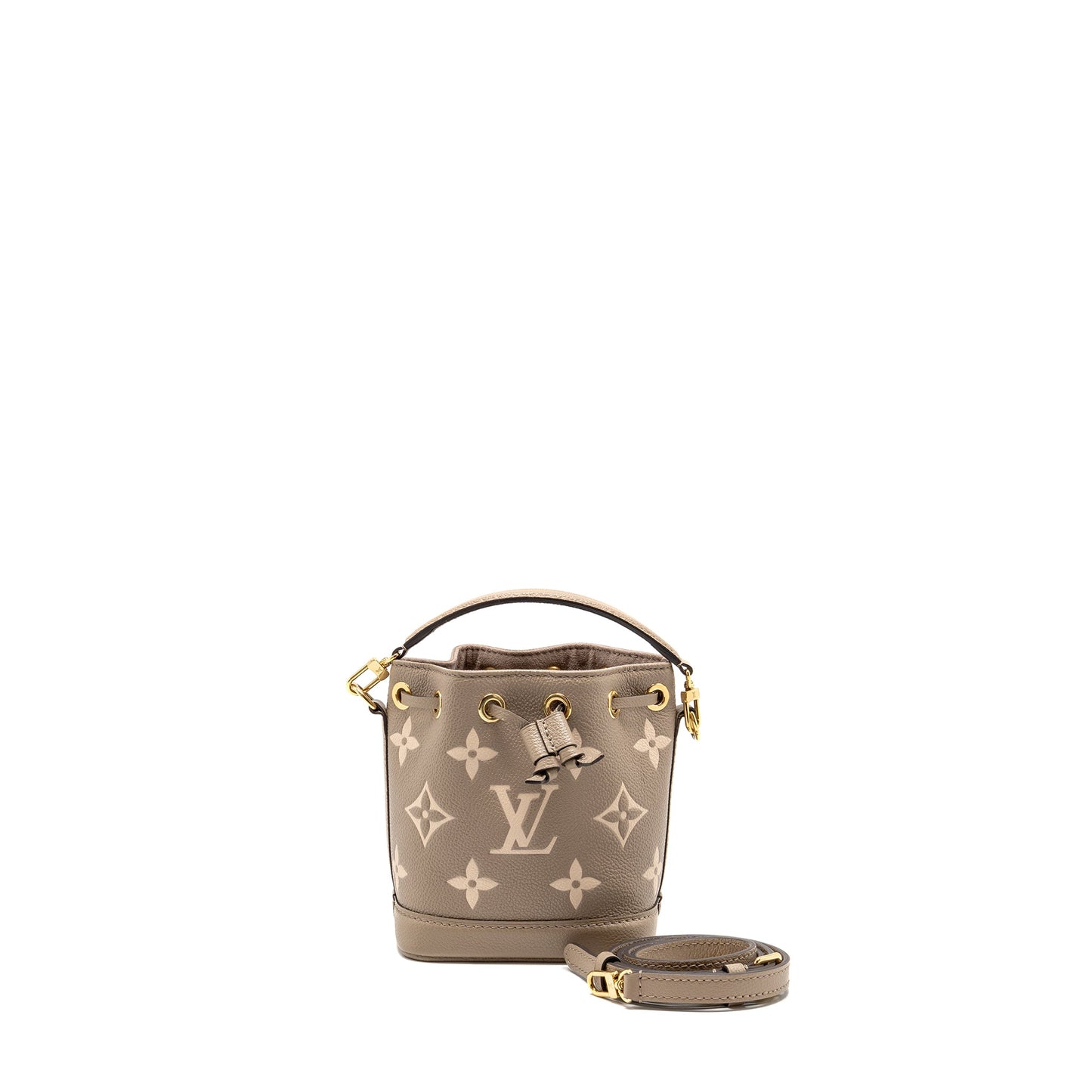 Louis Vuitton Nano Noe monogram empreinte calfskin leather grey GHW