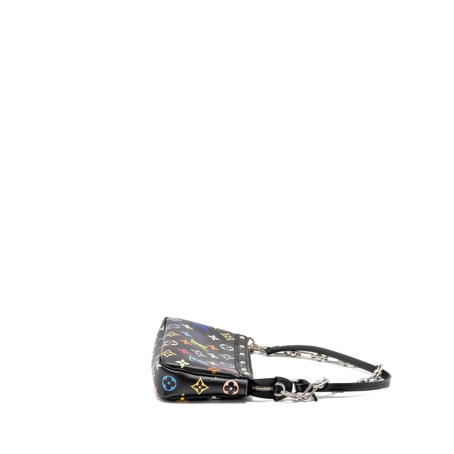 Louis Vuitton X Takashi Murakami Pochette Accessories Multicolour Monogram Canvas Black SHW