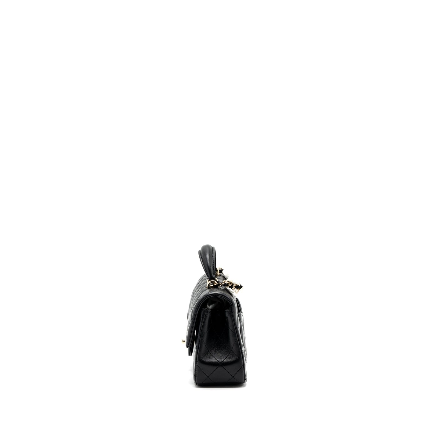 Chanel top handle mini Rectangular flap bag lambskin black LGHW (Microchip )