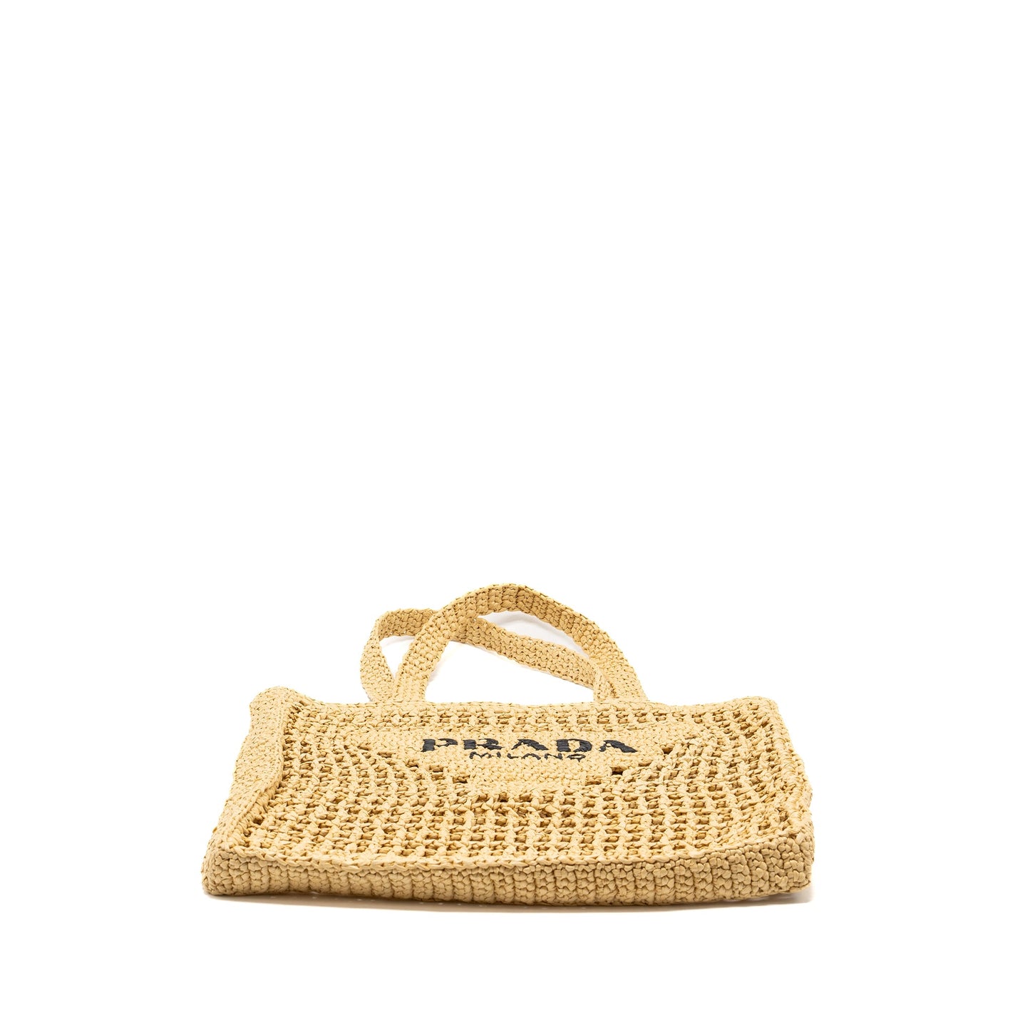 Prada Crochet Tote Bag Raffia Tan
