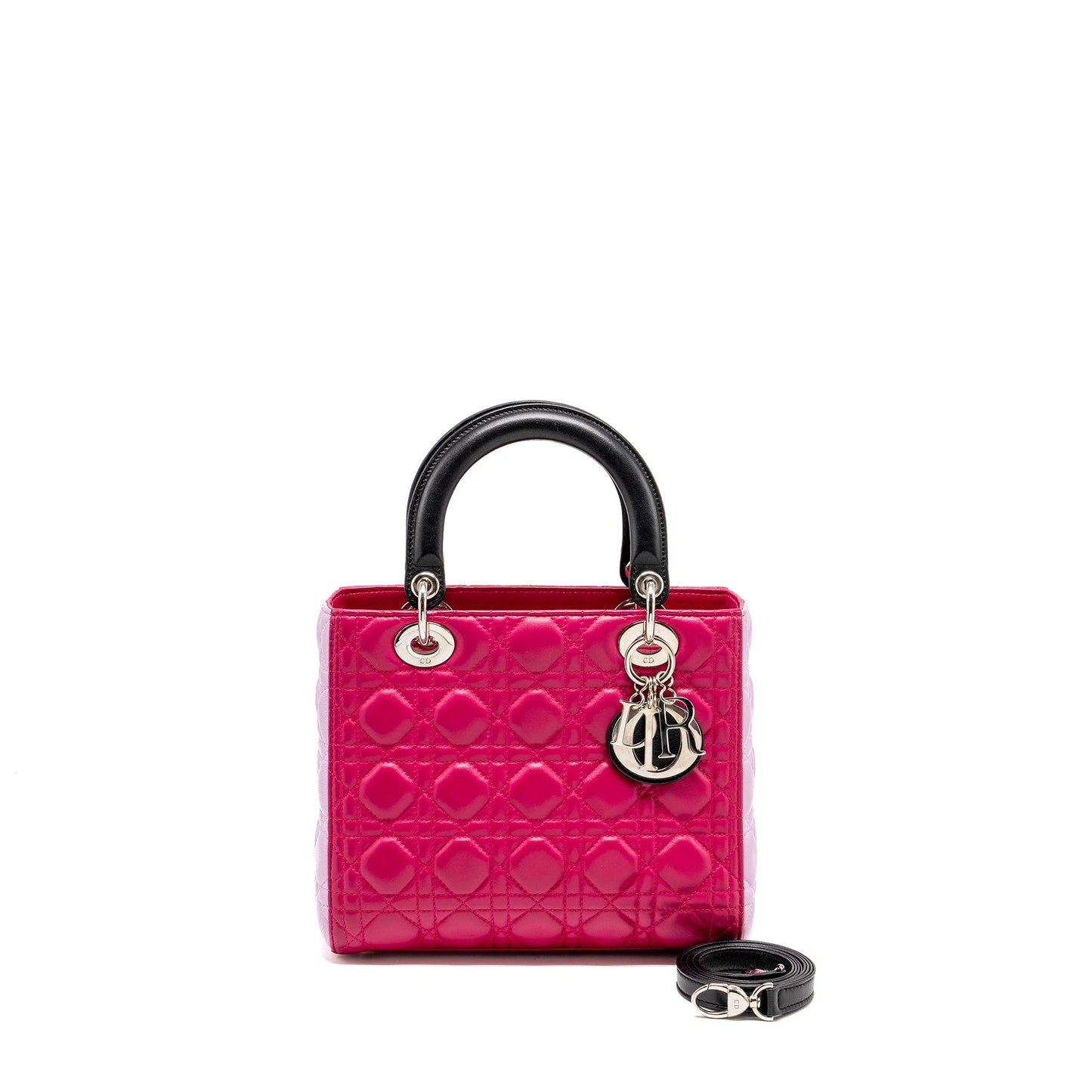Luxury Dior Medium Lady Luxury Dior Lambskin Pink / Multicolour SHW