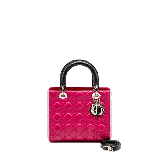 Luxury Dior Medium Lady Luxury Dior Lambskin Pink / Multicolour SHW