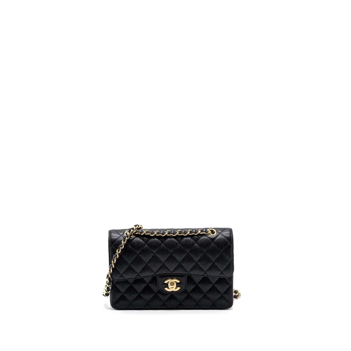 Chanel small classic double flap bag caviar black GHW